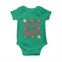 Together We Are America Floral Patriotic Baby Onesie Retro Red White and Blue Bunny Inspirational Quote