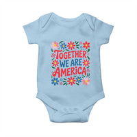 Together We Are America Floral Patriotic Baby Onesie Retro Red White and Blue Bunny Inspirational Quote