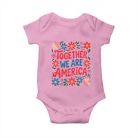 Together We Are America Floral Patriotic Baby Onesie Retro Red White and Blue Bunny Inspirational Quote