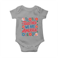 Together We Are America Floral Patriotic Baby Onesie Retro Red White and Blue Bunny Inspirational Quote