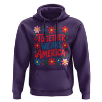 Together We Are America Floral Patriotic Hoodie Retro Red White and Blue Bunny Inspirational Quote