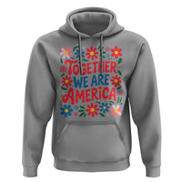 Together We Are America Floral Patriotic Hoodie Retro Red White and Blue Bunny Inspirational Quote