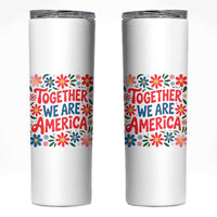Together We Are America Floral Patriotic Skinny Tumbler Retro Red White and Blue Bunny Inspirational Quote