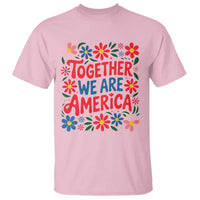 Together We Are America Floral Patriotic T Shirt Retro Red White and Blue Bunny Inspirational Quote