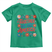 Together We Are America Floral Patriotic Toddler T Shirt Retro Red White and Blue Bunny Inspirational Quote