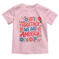 Together We Are America Floral Patriotic Toddler T Shirt Retro Red White and Blue Bunny Inspirational Quote