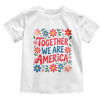 Together We Are America Floral Patriotic Toddler T Shirt Retro Red White and Blue Bunny Inspirational Quote