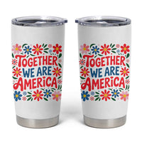 Together We Are America Floral Patriotic Tumbler Cup Retro Red White and Blue Bunny Inspirational Quote