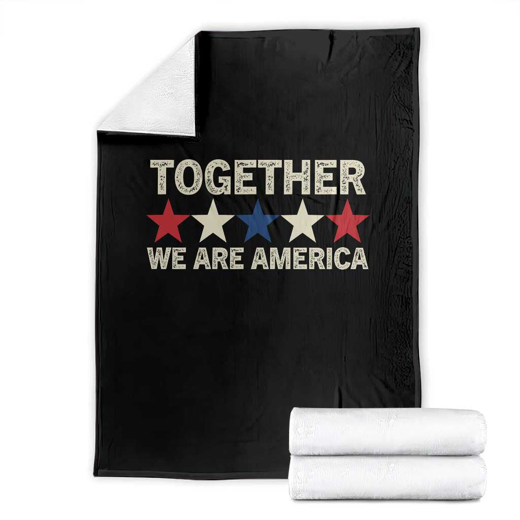 Together We Are America Patriotic Unity Throw Blanket Vintage Red White Blue Stars Bunny Inspirational Quote