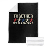 Together We Are America Patriotic Unity Throw Blanket Vintage Red White Blue Stars Bunny Inspirational Quote