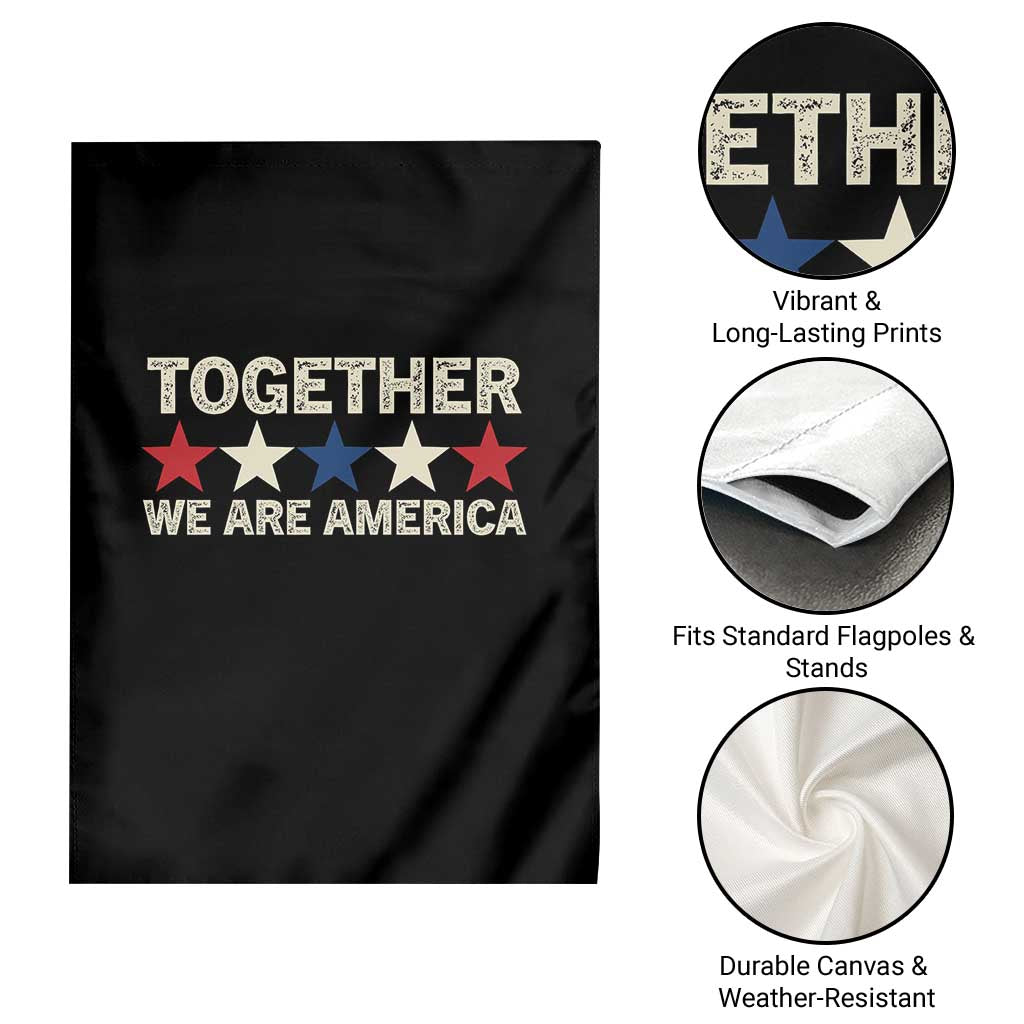 Together We Are America Patriotic Unity Garden Flag Vintage Red White Blue Stars Bunny Inspirational Quote