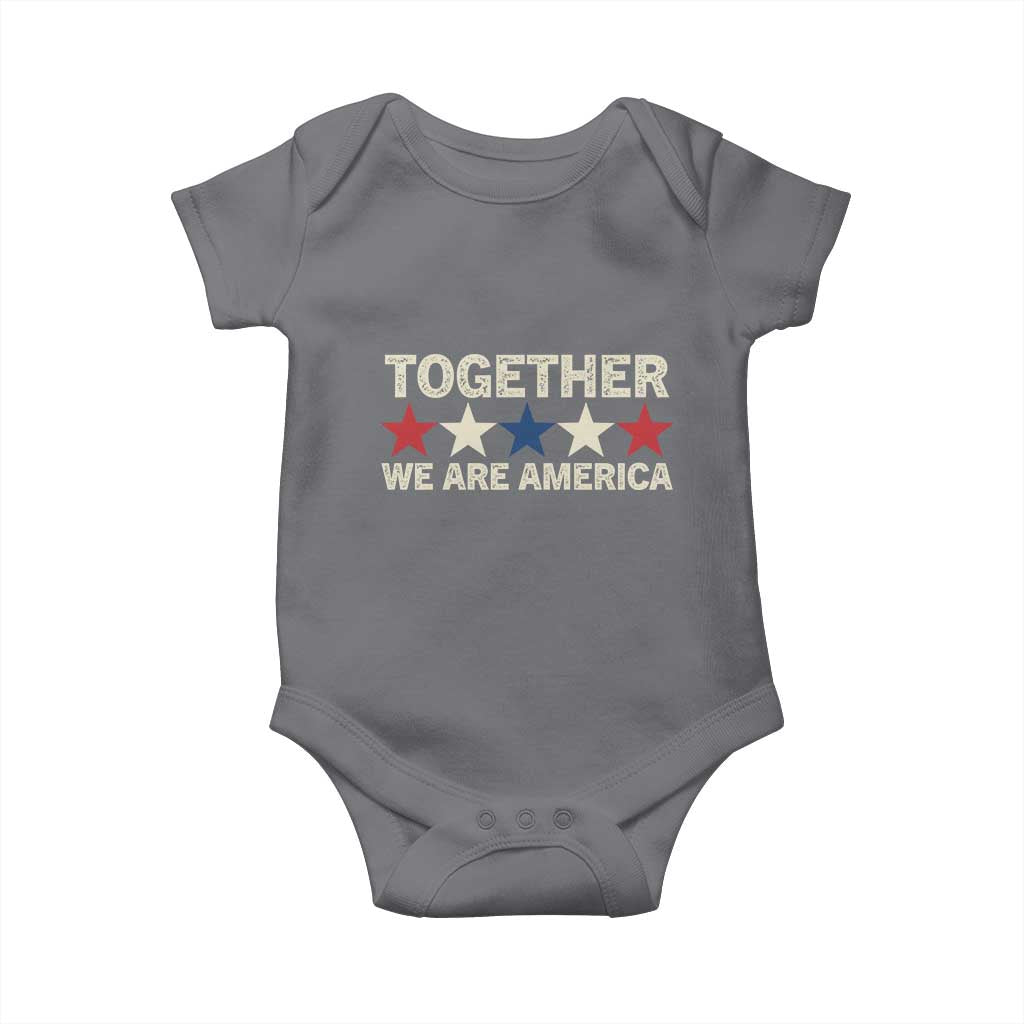 Together We Are America Patriotic Unity Baby Onesie Vintage Red White Blue Stars Bunny Inspirational Quote