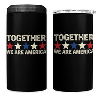 Together We Are America Patriotic Unity 4 in 1 Can Cooler Tumbler Vintage Red White Blue Stars Bunny Inspirational Quote