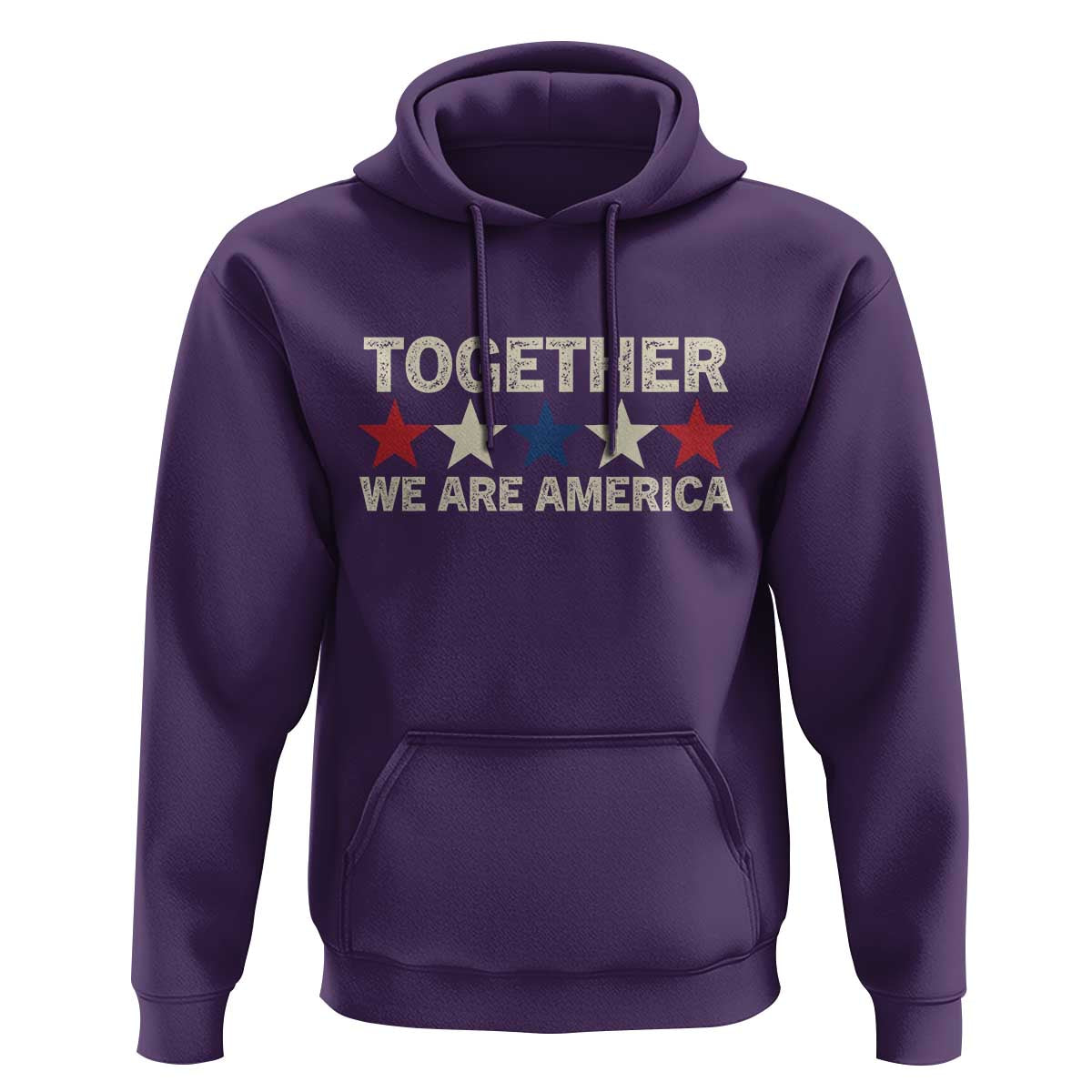 Together We Are America Patriotic Unity Hoodie Vintage Red White Blue Stars Bunny Inspirational Quote
