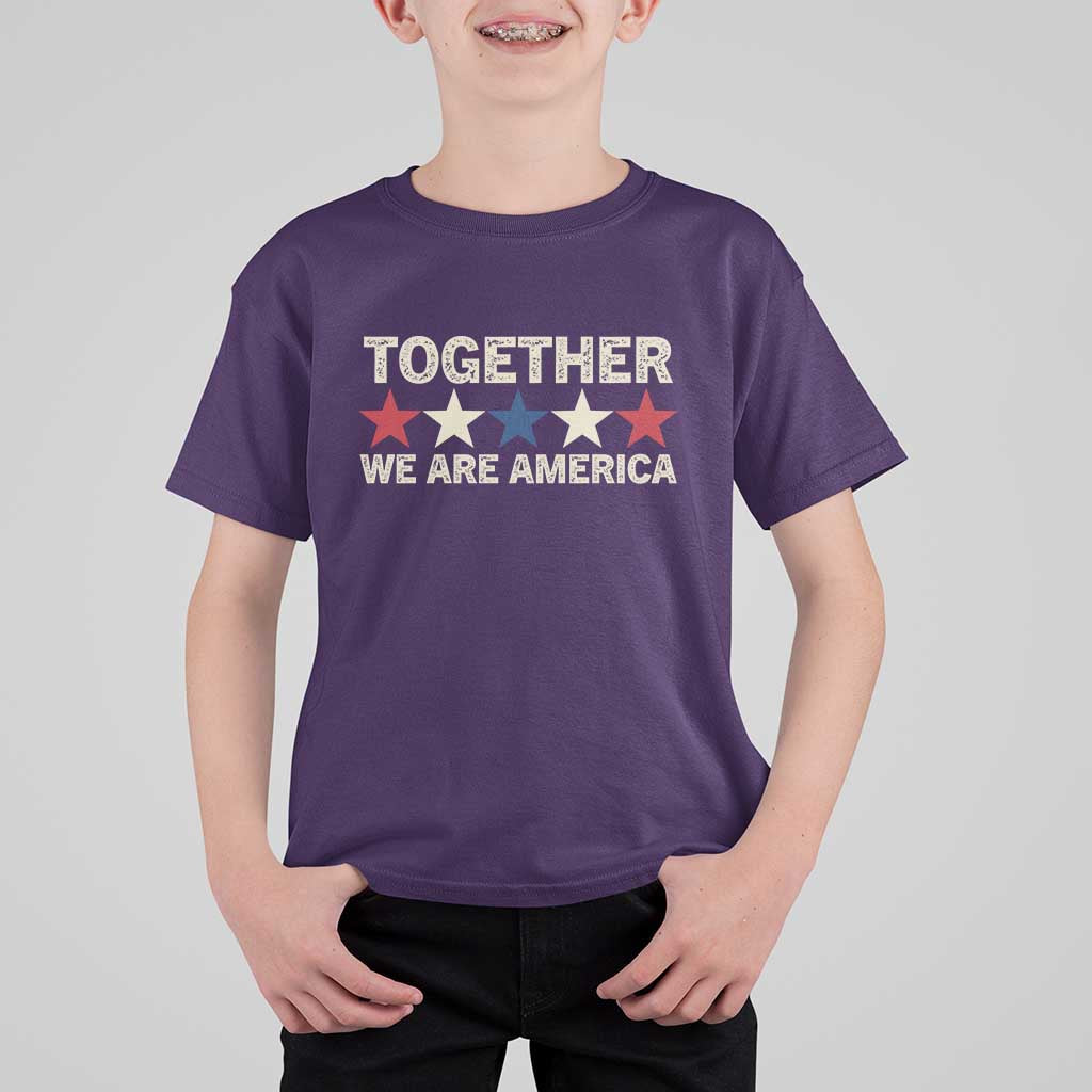 Together We Are America Patriotic Unity T Shirt For Kid Vintage Red White Blue Stars Bunny Inspirational Quote