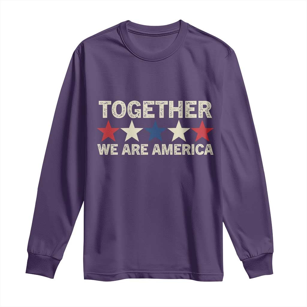 Together We Are America Patriotic Unity Long Sleeve Shirt Vintage Red White Blue Stars Bunny Inspirational Quote