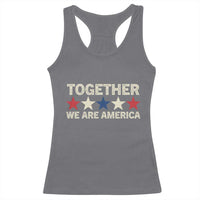 Together We Are America Patriotic Unity Racerback Tank Top Vintage Red White Blue Stars Bunny Inspirational Quote