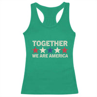 Together We Are America Patriotic Unity Racerback Tank Top Vintage Red White Blue Stars Bunny Inspirational Quote
