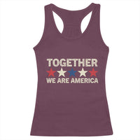 Together We Are America Patriotic Unity Racerback Tank Top Vintage Red White Blue Stars Bunny Inspirational Quote