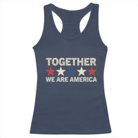 Together We Are America Patriotic Unity Racerback Tank Top Vintage Red White Blue Stars Bunny Inspirational Quote