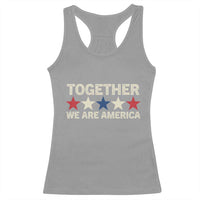 Together We Are America Patriotic Unity Racerback Tank Top Vintage Red White Blue Stars Bunny Inspirational Quote