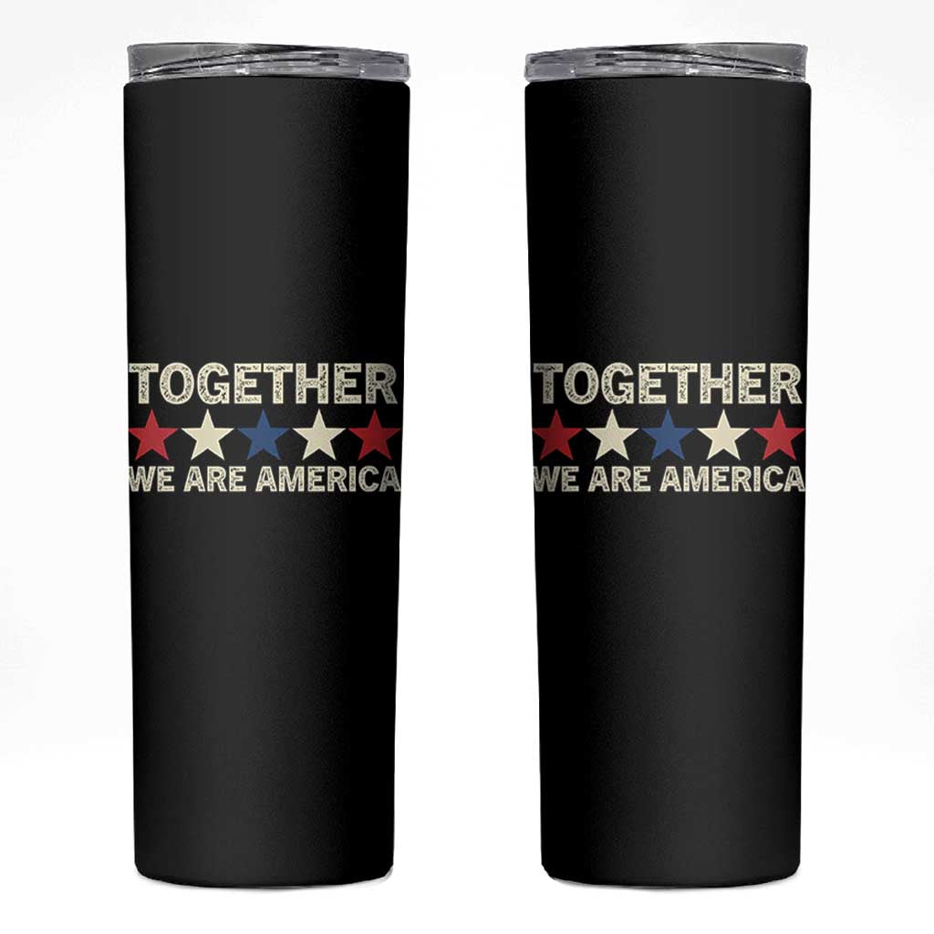 Together We Are America Patriotic Unity Skinny Tumbler Vintage Red White Blue Stars Bunny Inspirational Quote