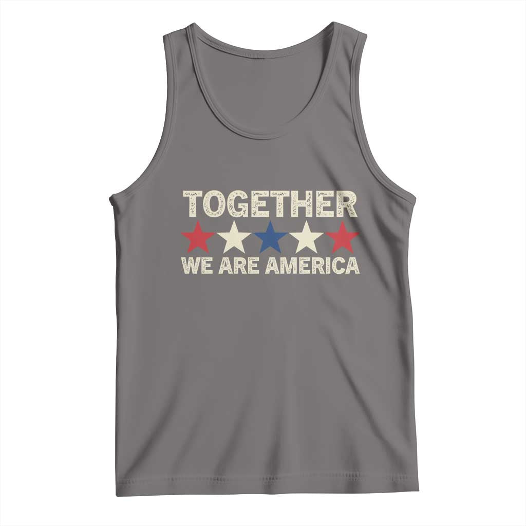 Together We Are America Patriotic Unity Tank Top Vintage Red White Blue Stars Bunny Inspirational Quote