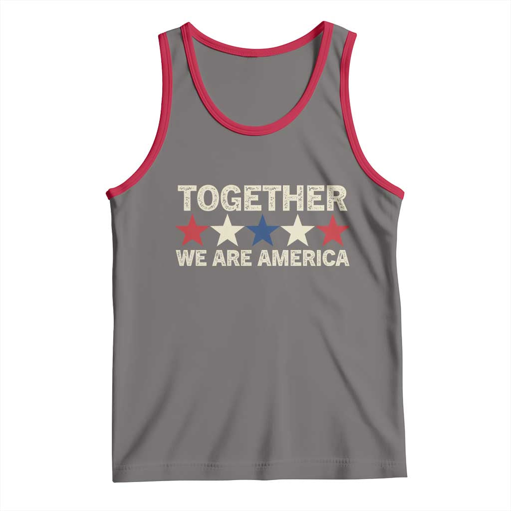 Together We Are America Patriotic Unity Tank Top Vintage Red White Blue Stars Bunny Inspirational Quote