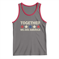 Together We Are America Patriotic Unity Tank Top Vintage Red White Blue Stars Bunny Inspirational Quote