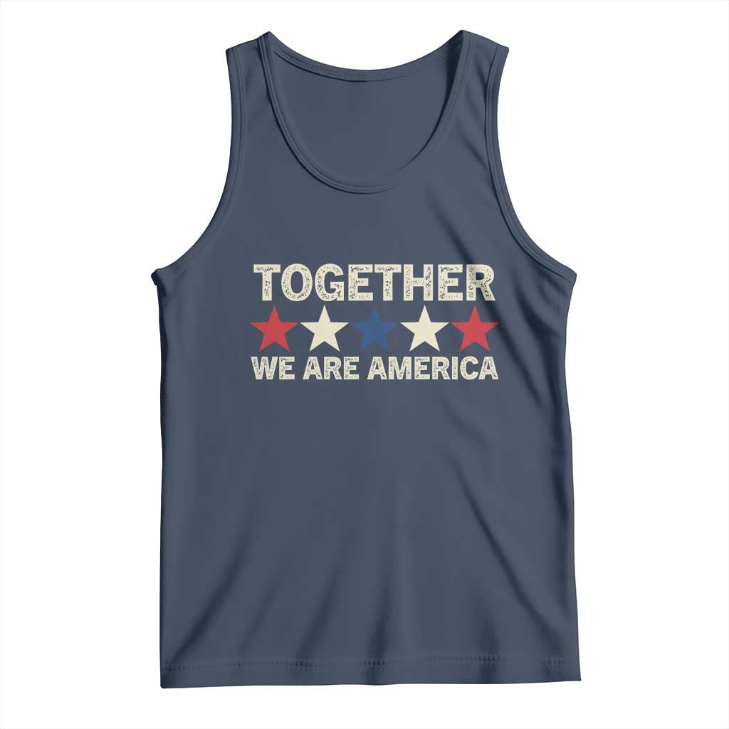 Together We Are America Patriotic Unity Tank Top Vintage Red White Blue Stars Bunny Inspirational Quote