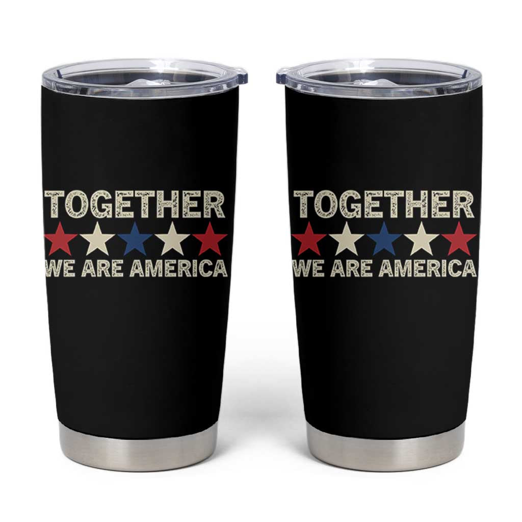 Together We Are America Patriotic Unity Tumbler Cup Vintage Red White Blue Stars Bunny Inspirational Quote