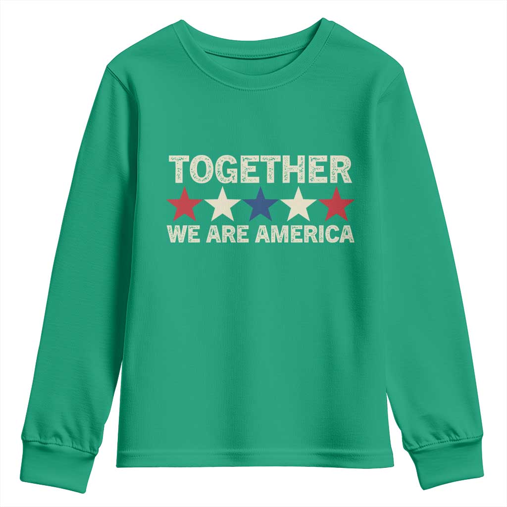 Together We Are America Patriotic Unity Youth Sweatshirt Vintage Red White Blue Stars Bunny Inspirational Quote