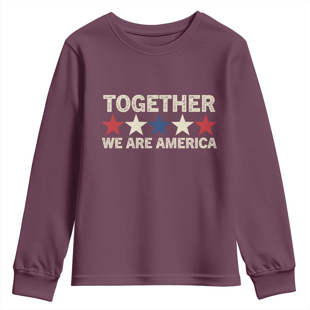 Together We Are America Patriotic Unity Youth Sweatshirt Vintage Red White Blue Stars Bunny Inspirational Quote