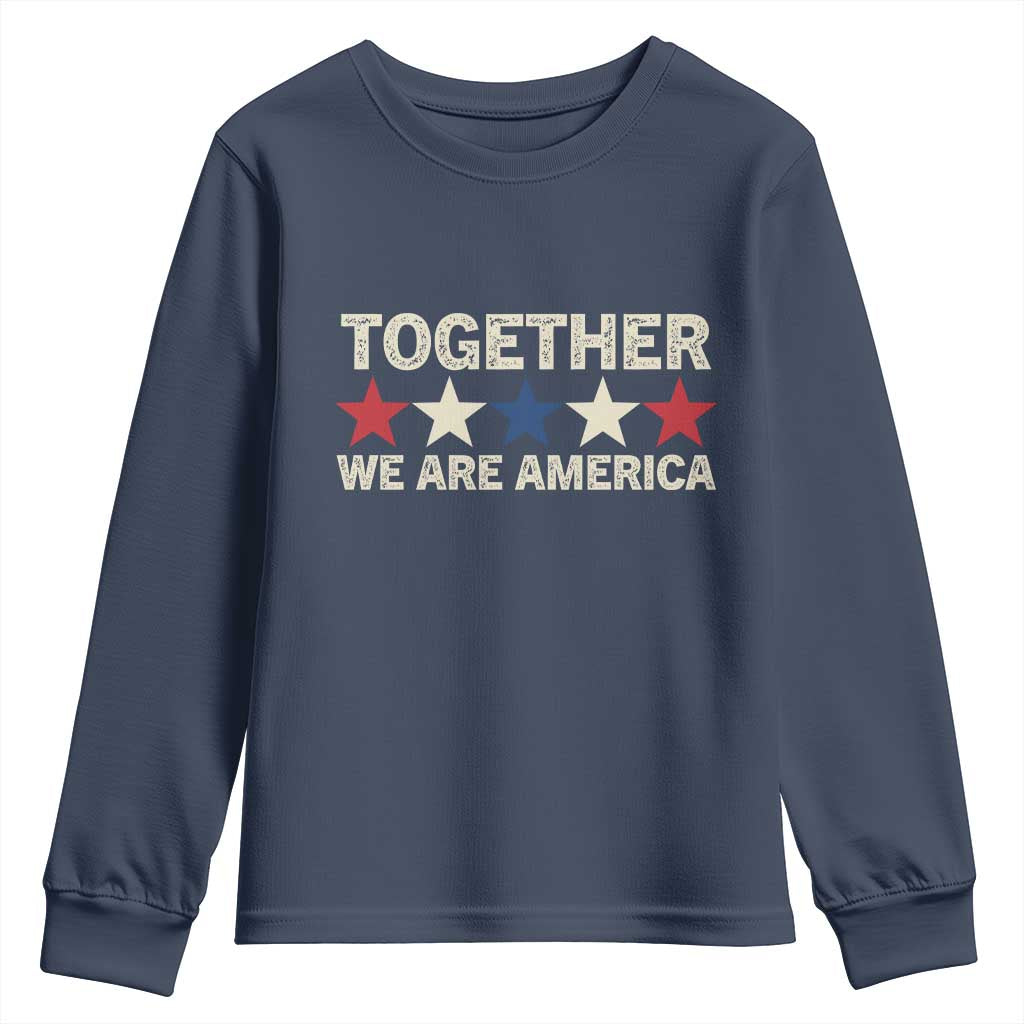 Together We Are America Patriotic Unity Youth Sweatshirt Vintage Red White Blue Stars Bunny Inspirational Quote