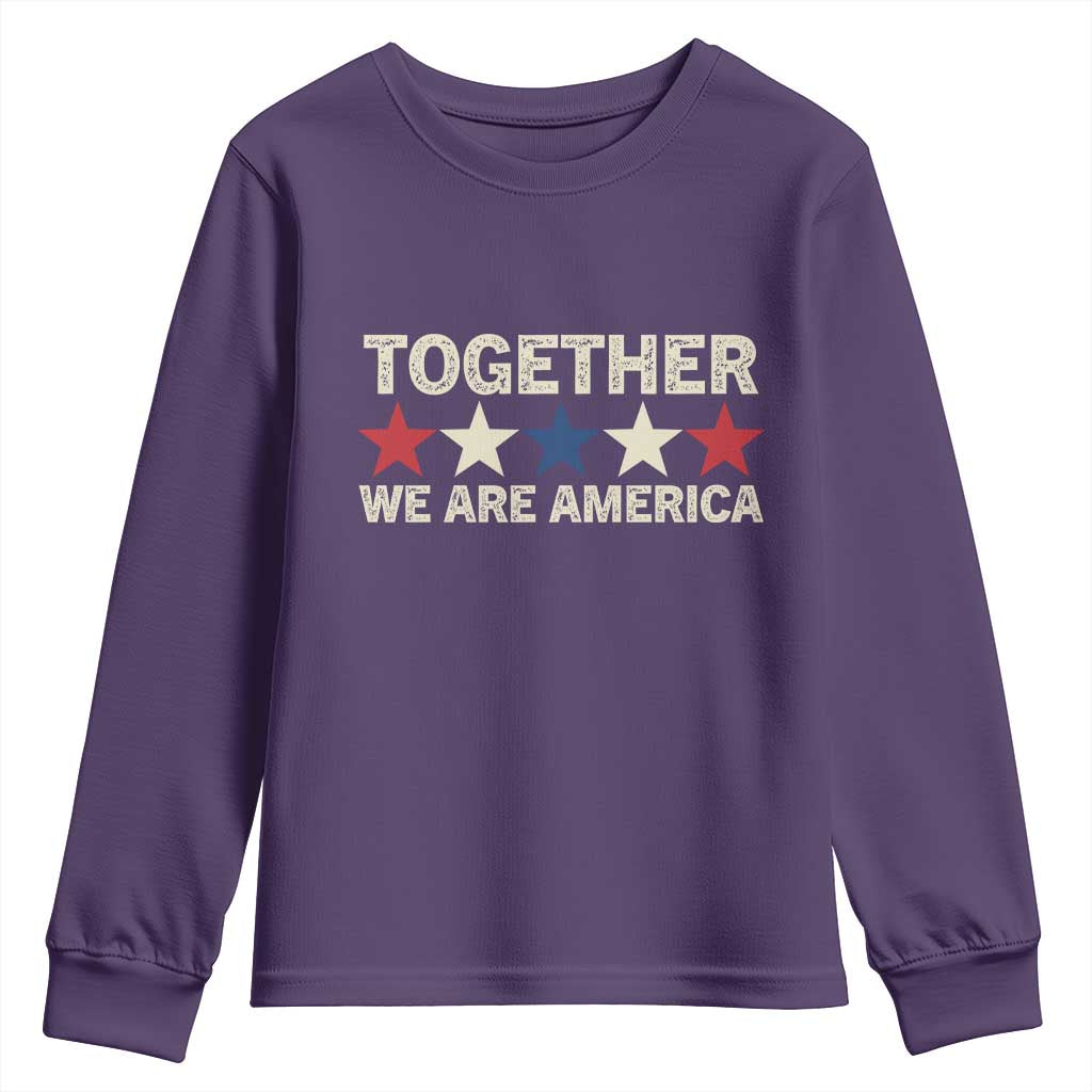 Together We Are America Patriotic Unity Youth Sweatshirt Vintage Red White Blue Stars Bunny Inspirational Quote