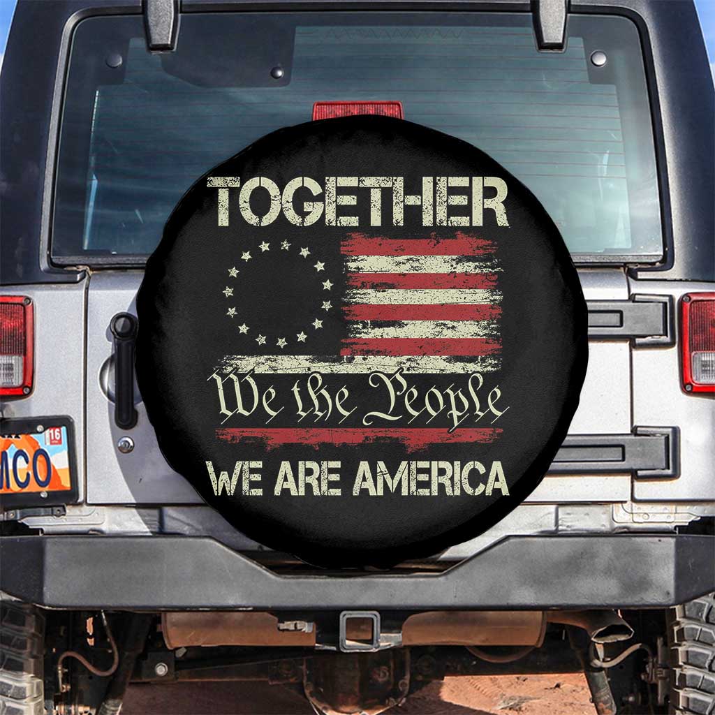 Together We Are America Betsy Ross Patriotic Flag Spare Tire Cover We The People Unity and Freedom Bunny Inspirational Quote