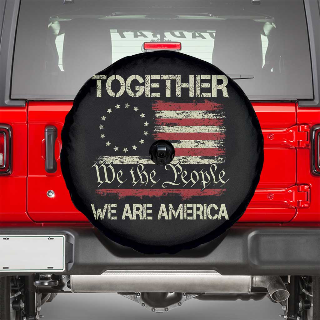 Together We Are America Betsy Ross Patriotic Flag Spare Tire Cover We The People Unity and Freedom Bunny Inspirational Quote
