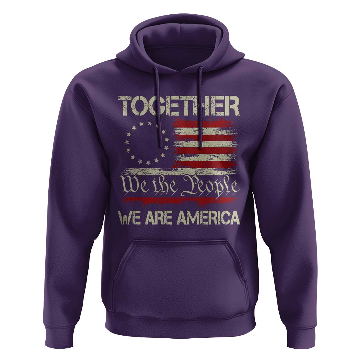 Together We Are America Betsy Ross Patriotic Flag Hoodie We The People Unity and Freedom Bunny Inspirational Quote
