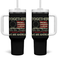 Together We Are America Betsy Ross Patriotic Flag Tumbler With Handle We The People Unity and Freedom Bunny Inspirational Quote