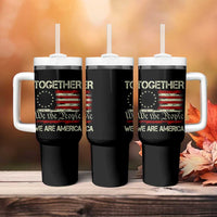 Together We Are America Betsy Ross Patriotic Flag Tumbler With Handle We The People Unity and Freedom Bunny Inspirational Quote