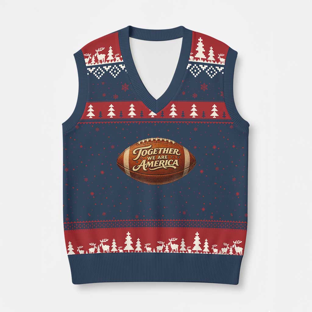 Together We Are America V-Neck Knit Sweater Vest Bold Statement Unity Bunny Inspirational Quote