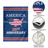 America 250th Anniversary 1776 2026 Patriotic USA Map Garden Flag 250 Years of Freedom American Flag 4th of July Independence Celebration
