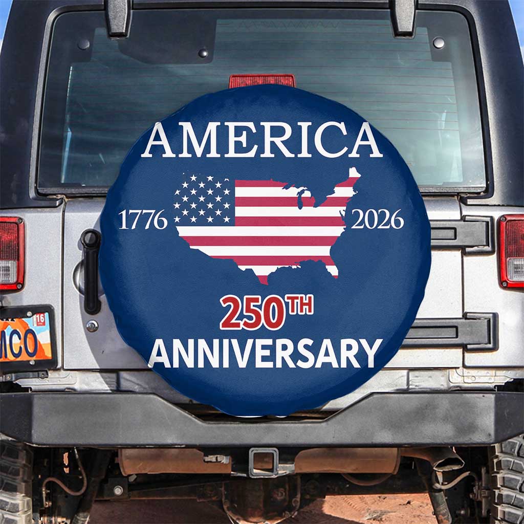 America 250th Anniversary 1776 2026 Patriotic USA Map Spare Tire Cover 250 Years of Freedom American Flag 4th of July Independence Celebration