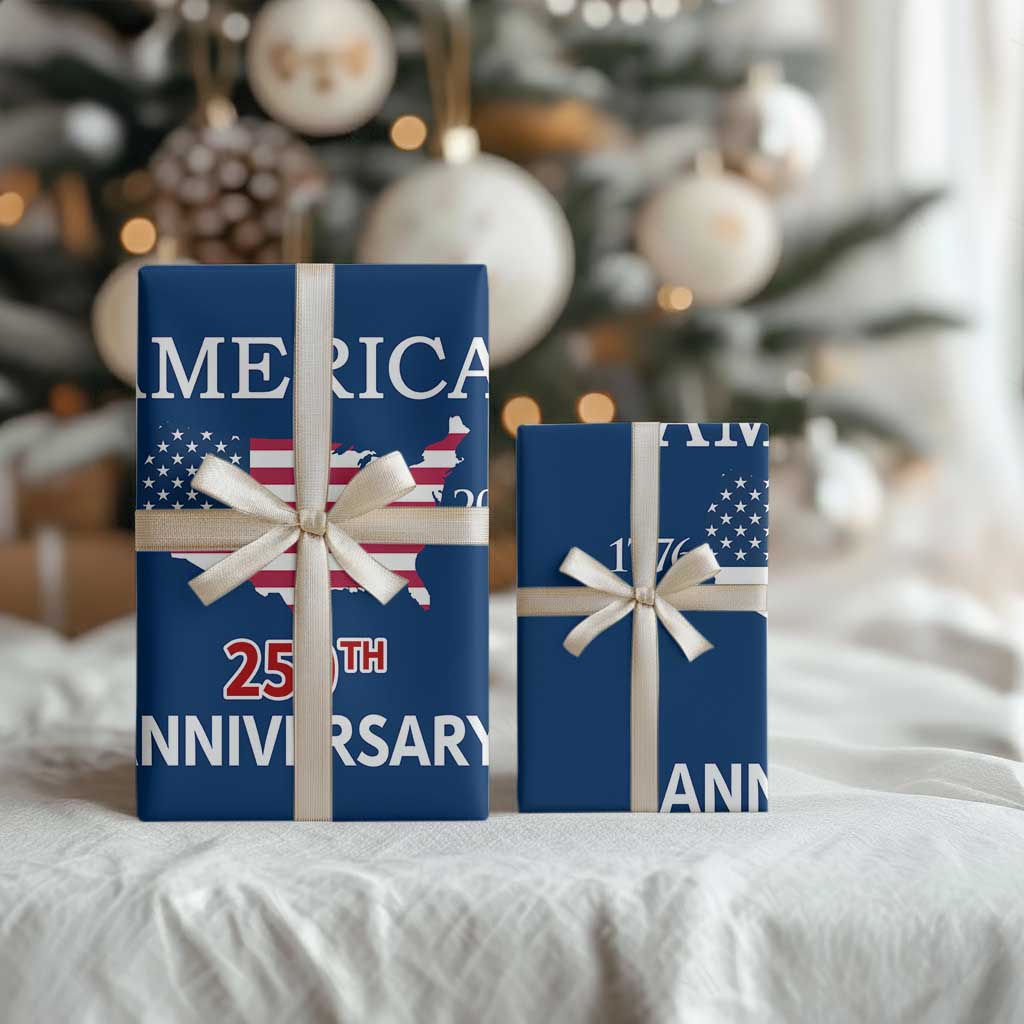 America 250th Anniversary 1776 2026 Patriotic USA Map Wrapping Paper Roll 250 Years of Freedom American Flag 4th of July Independence Celebration