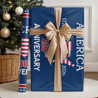 America 250th Anniversary 1776 2026 Patriotic USA Map Wrapping Paper Roll 250 Years of Freedom American Flag 4th of July Independence Celebration
