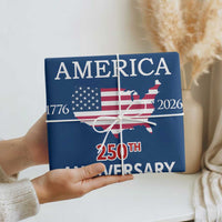 America 250th Anniversary 1776 2026 Patriotic USA Map Wrapping Paper Roll 250 Years of Freedom American Flag 4th of July Independence Celebration