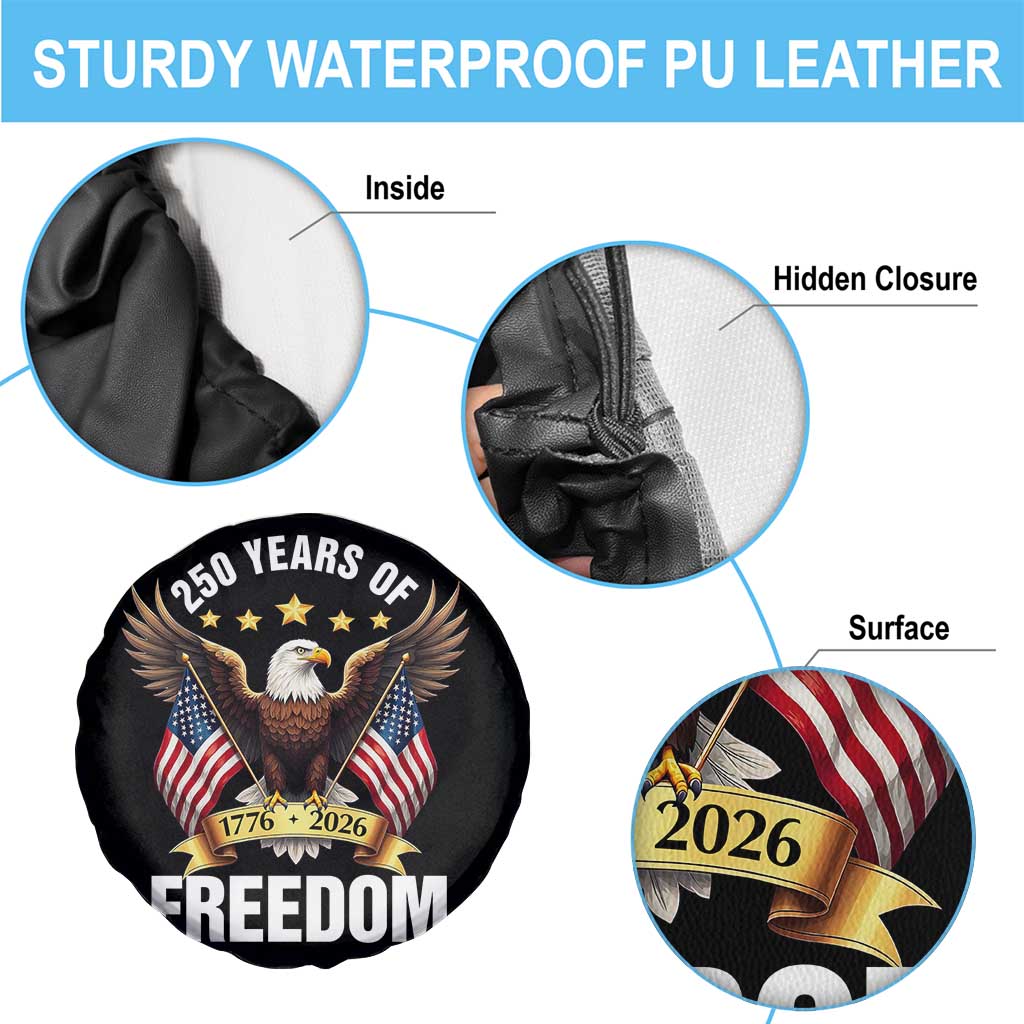 America 250th Anniversary 1776 2026 Patriotic Bald Eagle Spare Tire Cover 250 Years of Freedom 4th of July Independence Celebration