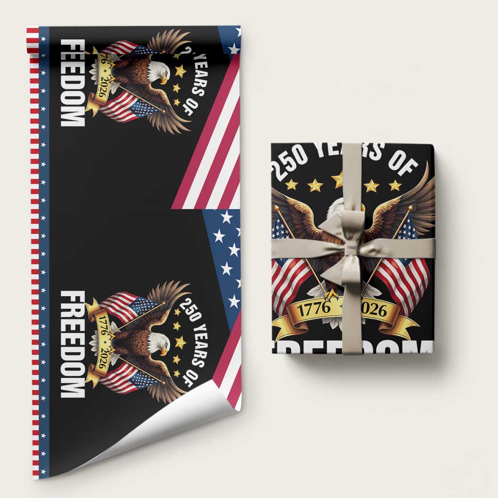 America 250th Anniversary 1776 2026 Patriotic Bald Eagle Wrapping Paper Roll 250 Years of Freedom 4th of July Independence Celebration