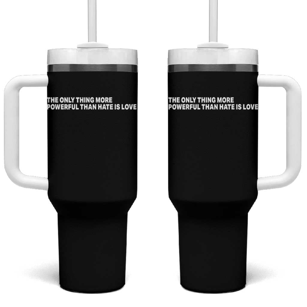 The Only Thing More Powerful Than Hate Is Love Cute Bunny Tumbler With Handle Retro Rabbit Kindness Inspirational Quote