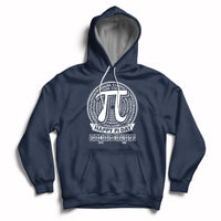 Pi math hoodie with hood and drawstrings, front pocket, pi graphic on chest (navy)